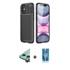 MARSİLYAN™- iPhone 12 Mini Kılıf Eksen Form Prime - Şeffaf Royal Nano Ekran Koruyucu + Raze Metal Kamera Lens - YL