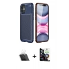 MARSİLYAN™- iPhone 12 Mini Kılıf Eksen Form Prime - Şeffaf Temperli Cam Ekran Koruyucu + Kamera Lens Koruma Cam - SF