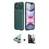 MARSİLYAN™- iPhone 12 Mini Kılıf Eksen Form Prime - Şeffaf Temperli Cam Ekran Koruyucu + Raze Metal Kamera Lens - KI