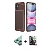 MARSİLYAN™- iPhone 12 Mini Kılıf Eksen Form Prime - Şeffaf Temperli Cam Ekran Koruyucu + Raze Metal Kamera Lens - YL