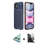 MARSİLYAN™- iPhone 12 Mini Kılıf Eksen Form Prime - Şeffaf Temperli Cam Ekran Koruyucu + Raze Metal Kamera Lens - MI