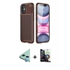 MARSİLYAN™- iPhone 12 Mini Kılıf Eksen Form Prime - Şeffaf Temperli Cam Ekran Koruyucu + Raze Metal Kamera Lens - MI