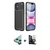 MARSİLYAN™- iPhone 12 Mini Kılıf Eksen Form Prime - Şeffaf Temperli Cam Ekran Koruyucu + Raze Metal Kamera Lens - YL