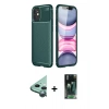 MARSİLYAN™- iPhone 12 Mini Kılıf Eksen Form Prime - Siyah 360 Mat Full Body Arka Koruyucu + Raze Metal Kamera Lens - YL