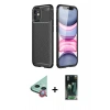 MARSİLYAN™- iPhone 12 Mini Kılıf Eksen Form Prime - Siyah 360 Mat Full Body Arka Koruyucu + Raze Metal Kamera Lens - KI