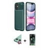 MARSİLYAN™- iPhone 12 Mini Kılıf Eksen Form Prime - Siyah 360 Mat Full Body Arka Koruyucu + Raze Metal Kamera Lens - KI