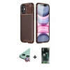 MARSİLYAN™- iPhone 12 Mini Kılıf Eksen Form Prime - Siyah 360 Mat Full Body Arka Koruyucu + Raze Metal Kamera Lens - KI