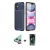 MARSİLYAN™- iPhone 12 Mini Kılıf Eksen Form Prime - Siyah 360 Mat Full Body Arka Koruyucu + Raze Metal Kamera Lens - KI