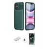MARSİLYAN™- iPhone 12 Mini Kılıf Eksen Form Prime - Siyah 360 Mat Full Body Arka Koruyucu + Renkli Kamera Lens Koruma Cam - YL