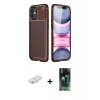 MARSİLYAN™- iPhone 12 Mini Kılıf Eksen Form Prime - Siyah 360 Mat Full Body Arka Koruyucu + Renkli Kamera Lens Koruma Cam - YL