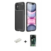 MARSİLYAN™- iPhone 12 Mini Kılıf Eksen Form Prime - Siyah 360 Mat Full Body Arka Koruyucu + Renkli Kamera Lens Koruma Cam - SI