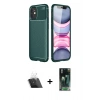 MARSİLYAN™- iPhone 12 Mini Kılıf Eksen Form Prime - Siyah 360 Mat Full Body Arka Koruyucu + Kamera Lens Koruma Cam - SF