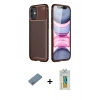 MARSİLYAN™- iPhone 12 Mini Kılıf Eksen Form Prime - Siyah Polymer Nano Ekran Koruyucu + Shine Kamera Lens Koruma Cam - GS