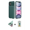 MARSİLYAN™- iPhone 12 Mini Kılıf Eksen Form Prime - Siyah Polymer Nano Ekran Koruyucu + Raze Metal Kamera Lens - KI