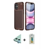MARSİLYAN™- iPhone 12 Mini Kılıf Eksen Form Prime - Siyah Polymer Nano Ekran Koruyucu + Raze Metal Kamera Lens - MI