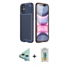 MARSİLYAN™- iPhone 12 Mini Kılıf Eksen Form Prime - Siyah Polymer Nano Ekran Koruyucu + Raze Metal Kamera Lens - MI