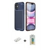 MARSİLYAN™- iPhone 12 Mini Kılıf Eksen Form Prime - Siyah Polymer Nano Ekran Koruyucu + Renkli Kamera Lens Koruma Cam - TU