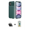 MARSİLYAN™- iPhone 12 Mini Kılıf Eksen Form Prime - Siyah Polymer Nano Ekran Koruyucu + Kamera Lens Koruma Cam - SF