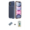 MARSİLYAN™- iPhone 12 Mini Kılıf Eksen Form Prime - Siyah Polymer Nano Ekran Koruyucu + Shine Kamera Lens Koruma Cam - PE