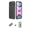 MARSİLYAN™- iPhone 12 Mini Kılıf Eksen Form Prime - Siyah Polymer Nano Ekran Koruyucu + Shine Kamera Lens Koruma Cam - SABE
