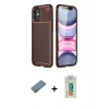 MARSİLYAN™- iPhone 12 Mini Kılıf Eksen Form Prime - Siyah Polymer Nano Ekran Koruyucu + Shine Kamera Lens Koruma Cam - SABE