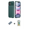 MARSİLYAN™- iPhone 12 Mini Kılıf Eksen Form Prime - Siyah Polymer Nano Ekran Koruyucu + Shine Kamera Lens Koruma Cam - SABE