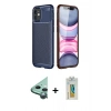 MARSİLYAN™- iPhone 12 Mini Kılıf Eksen Form Prime - Siyah Polymer Nano Ekran Koruyucu + Raze Metal Kamera Lens - YL