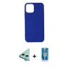 MARSİLYAN™- iPhone 12 Mini Kılıf Kozmos Yansıma Özel Seri - Şeffaf Royal Nano Ekran Koruyucu + Mavi Raze Metal Kamera Lens