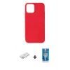 MARSİLYAN™- iPhone 12 Mini Kılıf Kozmos Yansıma Özel Seri - Şeffaf Royal Nano Ekran Koruyucu + Pembe Renkli Kamera Lens Koruma Cam