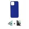 MARSİLYAN™- iPhone 12 Mini Kılıf Kozmos Yansıma Özel Seri - Şeffaf Temperli Cam Ekran Koruyucu + Mavi Raze Metal Kamera Lens