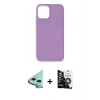 MARSİLYAN™- iPhone 12 Mini Kılıf Kozmos Yansıma Özel Seri - Şeffaf Temperli Cam Ekran Koruyucu + Mavi Raze Metal Kamera Lens