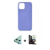 MARSİLYAN™- iPhone 12 Mini Kılıf Kozmos Yansıma Özel Seri - Şeffaf Temperli Cam Ekran Koruyucu + Mavi Raze Metal Kamera Lens
