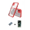 MARSİLYAN™- iPhone 12 Mini Kılıf Nova Asil Özel Seri - Şeffaf 360 Full Body Arka Koruyucu + Pembe Shine Kamera Lens Koruma Cam