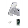 MARSİLYAN™- iPhone 12 Mini Kılıf Nova Asil Özel Seri - Şeffaf 360 Full Body Arka Koruyucu + Renkli Kamera Lens Koruma Cam - PE