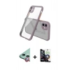 MARSİLYAN™- iPhone 12 Mini Kılıf Nova Asil Özel Seri - Şeffaf Temperli Cam Ekran Koruyucu + Kırmızı Raze Metal Kamera Lens