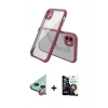 MARSİLYAN™- iPhone 12 Mini Kılıf Nova Asil Özel Seri - Şeffaf Temperli Cam Ekran Koruyucu + Kırmızı Raze Metal Kamera Lens