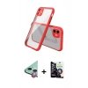 MARSİLYAN™- iPhone 12 Mini Kılıf Nova Asil Özel Seri - Şeffaf Temperli Cam Ekran Koruyucu + Kırmızı Raze Metal Kamera Lens
