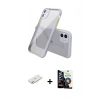 MARSİLYAN™- iPhone 12 Mini Kılıf Nova Asil Özel Seri - Şeffaf Temperli Cam Ekran Koruyucu + Sarı Renkli Kamera Lens Koruma Cam