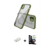 MARSİLYAN™- iPhone 12 Mini Kılıf Nova Asil Özel Seri - Şeffaf Temperli Cam Ekran Koruyucu + Sarı Renkli Kamera Lens Koruma Cam