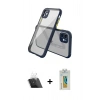 MARSİLYAN™- iPhone 12 Mini Kılıf Nova Asil Özel Seri - Siyah Polymer Nano Ekran Koruyucu + Kamera Lens Koruma Cam - SF