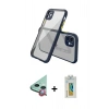MARSİLYAN™- iPhone 12 Mini Kılıf Nova Asil Özel Seri - Siyah Polymer Nano Ekran Koruyucu + Raze Metal Kamera Lens - KI