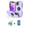 MARSİLYAN™- iPhone 12 Mini Kılıf Odak Form Prime - Şeffaf Royal Nano Ekran Koruyucu + Raze Metal Kamera Lens - MI
