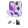 MARSİLYAN™- iPhone 12 Mini Kılıf Odak Form Prime - Şeffaf Temperli Cam Ekran Koruyucu + Gold Shine Kamera Lens Koruma Cam