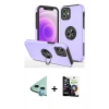 MARSİLYAN™- iPhone 12 Mini Kılıf Odak Form Prime - Şeffaf Temperli Cam Ekran Koruyucu + Mavi Raze Metal Kamera Lens