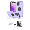 MARSİLYAN™- iPhone 12 Mini Kılıf Odak Form Prime - Şeffaf Temperli Cam Ekran Koruyucu + Renkli Kamera Lens Koruma Cam - PE