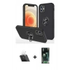 MARSİLYAN™- iPhone 12 Mini Kılıf Odak Form Prime - Siyah 360 Mat Full Body Arka Koruyucu + Kamera Lens Koruma Cam - SF