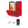 MARSİLYAN™- iPhone 12 Mini Kılıf Odak Form Prime - Siyah 360 Mat Full Body Arka Koruyucu + Renkli Kamera Lens Koruma Cam - SI