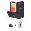 MARSİLYAN™- iPhone 12 Mini Kılıf Odak Form Prime - Siyah Polymer Nano Ekran Koruyucu + Kamera Lens Koruma Cam - SF