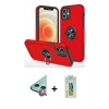 MARSİLYAN™- iPhone 12 Mini Kılıf Odak Form Prime - Siyah Polymer Nano Ekran Koruyucu + Raze Metal Kamera Lens - KI
