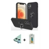 MARSİLYAN™- iPhone 12 Mini Kılıf Odak Form Prime - Siyah Polymer Nano Ekran Koruyucu + Raze Metal Kamera Lens - MI